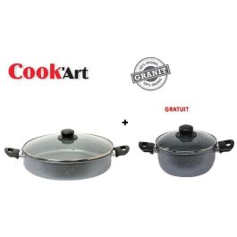 Mijoteuse 32cm + Faitout 20cm Gratuite - 100% Granite - Bleu - COOKART