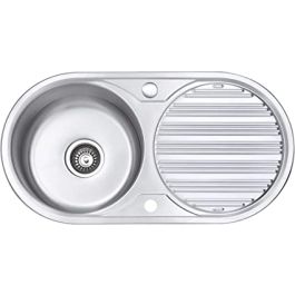 Évier Cuisine Inox 85x45 - 1 Cuve + Égouttoir Rond - Inarel