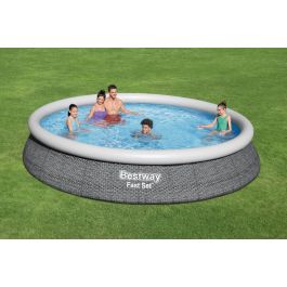 Piscine Fast Set motif rotin ronde D 457 x 84 cm + filtre à cartouche