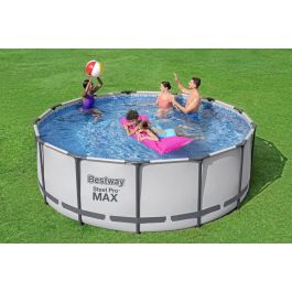 Piscine Hors Sol Bestway Steel Pro Max Ronde D 457 x 107 cm + Filtre à Cartouche + Échelle + Bâche