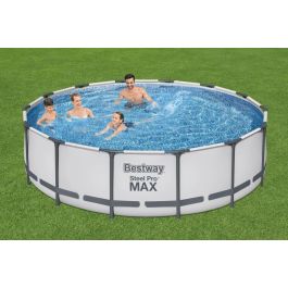 Piscine Hors Sol Bestway Steel Pro Max Ronde D 427 x 107 cm + Filtre à Cartouche + Échelle + Couverture