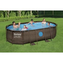 Piscine Hors Sol Bestway Power Steel Rectangulaire 549 x 274 x 122 cm + Filtration à Cartouche + Échelle + Bâche