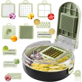 Coupe légumes multifonction - trancheuse à 9 lames - hachoir avec récipient - 9 Lames