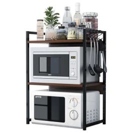 Étagère four micro-ondes - Bois et Acier -Noir - H x L x P (73x53x35) cm