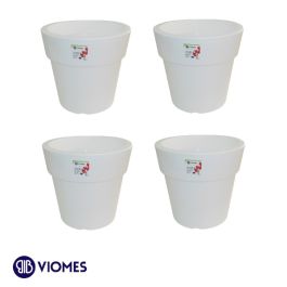 Lot de 4 Pots Linéa white D20xh18.5cm VIOMES-Blanc