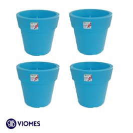 Lot de 4 Pots Linéa Cyan D20xh18.5cm VIOMES-Bleu