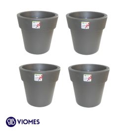 Lot de 4 Pots Linéa Anthracite D20xh18.5cm VIOMES-Gris Charbon
