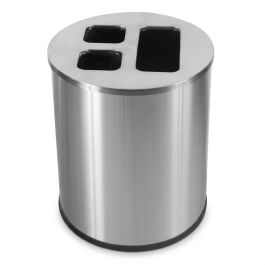 Collecteur de tri - 3 bacs - Inox brossé - 40 L