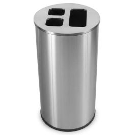 Collecteur de tri - 3 bacs - Inox brossé - 60 L
