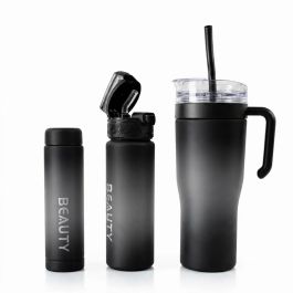 Set 3 Gourdes Sans BPA 1200 + 700 + 260 ml - Noir