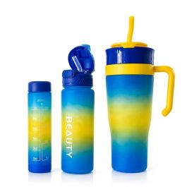 Set 3 Gourdes Sans BPA 1200 + 700 + 260 ml - Bleu