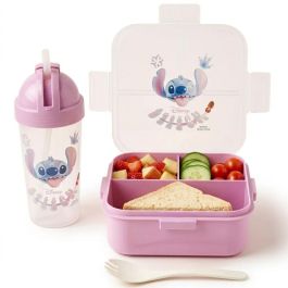 Lunch Box Stitch 700 ml - 3 Compartiments + Bouteille - Violet