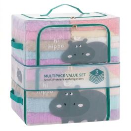 Pack 3 boîtes de rangement pliables 24 L - Hippopotame