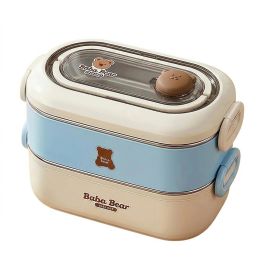 Lunch Box Baba Bear Inox 2 Compartiments - Bleu
