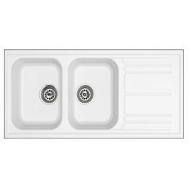 Évier de Cuisine LAVELLO 2 Bacs - APTN116GW - 210x1160x500 mm - Blanc