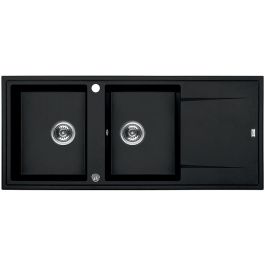 Évier de cuisine Kuchinox-SBE_721T-2 Bacs avec égouttoir Noir 50X116cm