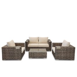 Salon de jardin INNOLOISIRS ALMERIA Taupe - Aluminium - Wicker