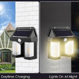 Applique murale solaire avec 2 lampes – Détecteur de mouvement – Étanche