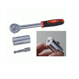 Cle à cliquet universelle 3/8 avec douille 7/19 MM avec porte plaquette