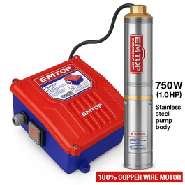 Pack EMTOP – Pompe immergée 4" 1 HP H82M 220V + Commande 1 HP