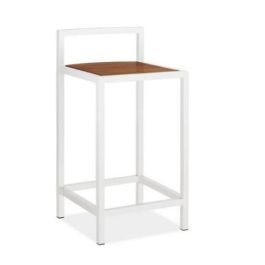 Tabouret de Bar Bois MDF & Acier - Blanc - 85x35x35 cm