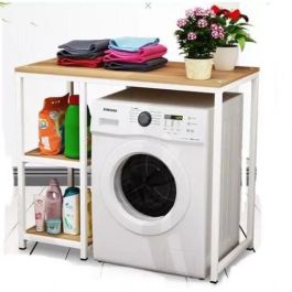 Étagère pour machine à laver - bois mdf et Acier Blanc - L x H x l (100x100x60) cm