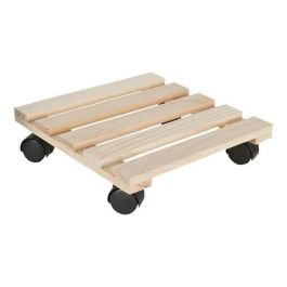 Support pot de plantes à roulettes en bois - Blanc - 25cm x 25cm x 10cm