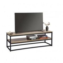 Table TV - Bois mdf chêne et Acier noir - H x L x l(42x120x40)cm