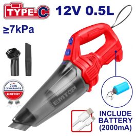 Aspirateur Portable 12V Type C Emtop Elvc2026