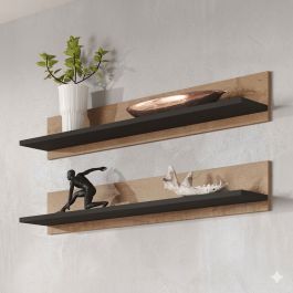 Duo d’étagères en L marbré effet bois (80x18x14)