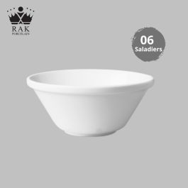 Lot de 06 Saladiers Empilable Ø 21 cm - Blanc - Porcelaine - RAK PORCELAINE