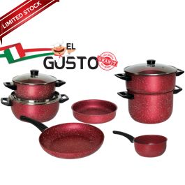 Batterie de cuisine 10 pièces en granit EL GUSTO BY COOK'ART - Rouge