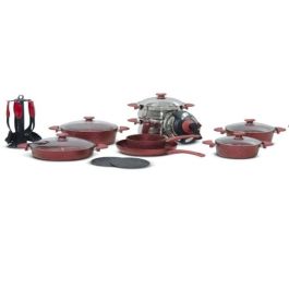 Batterie de cuisine OMS TITOU - 22 pièces – 3092RB - granite – Rouge bordeaux