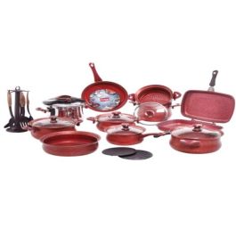 Batterie de cuisine OMS TITOU - 3074R - 24 pièces – granite – Rouge