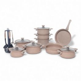 Batterie de cuisine OMS - 19 pièces – granite – Beige