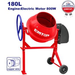Bétonniere 220V 1,1Cv 180L Emtop Ecmx18011