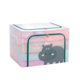 Boîte de rangement pliable 24 L - Hippopotame - Double fermeture