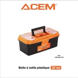 Boite à outils plastique 32 cm noir & orange 280320103 - ACEM