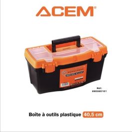 Boite à outils plastique 40.5 cm noir & orange 280320101 - ACEM