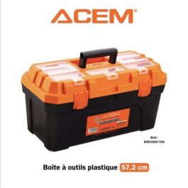 Boite à outils plastique 57.2 cm noir & orange 280320105 - ACEM