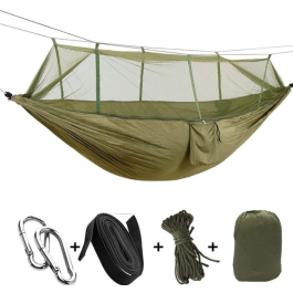 Ensemble de Hamac de Camping Multifonctionnel Et Pliable avec Moustiquaire 260 x 140 cm