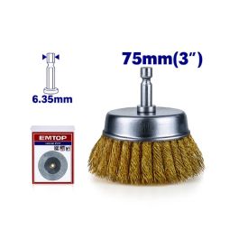 Brosse metalique avec tige ø75mm EMTOP EWCB30751