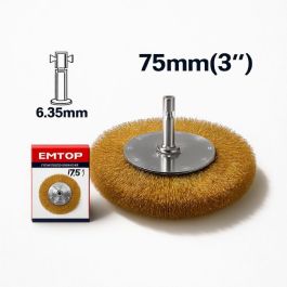 Brosse metalique circulaire a tige EMTOP EWCB40751