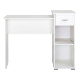 Bureau blanc avec tiroir - MDF stratifié - 100x75x50 cm - 1 étagère