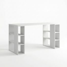Bureau junior blanc - MDF stratifié - 120x75x50 cm - 6 étagères