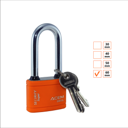 Cadenas couvert par plastique avec ANSE longue 60 mm orange - ANSE 60 ACEM