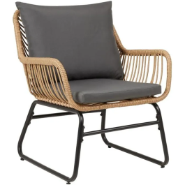 ESPACE HOME - fauteuil albedo 67 x 81 x 65 cm - acier noir & rotin