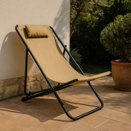 chaise longue METATUB DSC04887 - Acier époxy - Beige 121x54x6cm