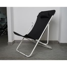 chaise longue METATUB DSC04891 - Acier époxy - Noir et Blanc 121x54x6cm