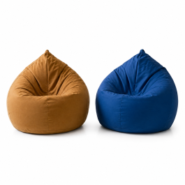 Pack de 2 poufs Kids XL - bleu bic et caramel  70 x 90 cm